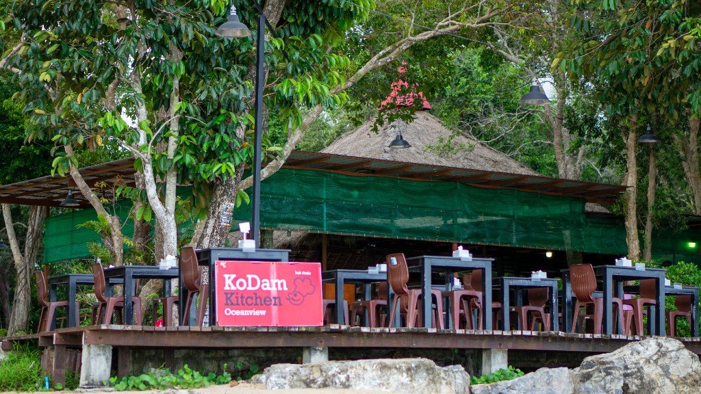 Outdoor seating and Oceanview signage at Branch 2